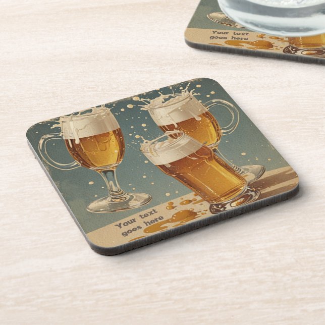 Vintage beers editable beverage coaster (Left Side)