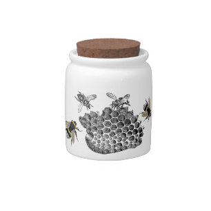 Vintage Bees and honey comb Candy Jar
