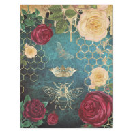 vintage bees and roses tissue paper