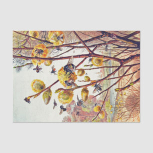 Vintage Bees Insects Spring Willow Blossom Tissue Paper