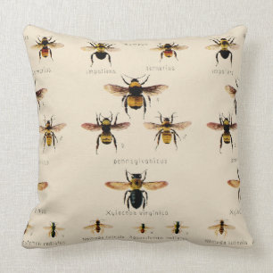 Vintage Bees Throw Pillow