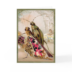 Vintage Beetle and Butterfly Customizable Card