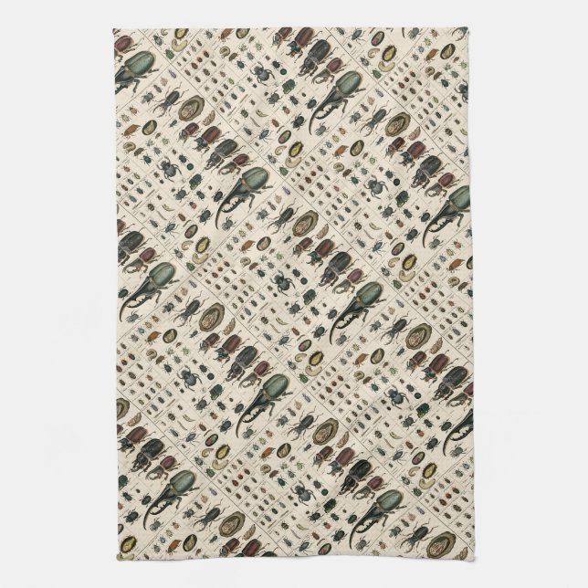 Vintage Beetle Illustration Towel (Vertical)