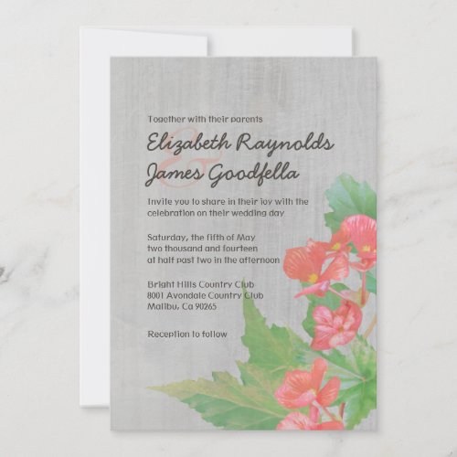 Vintage Begonia Wedding Invitations