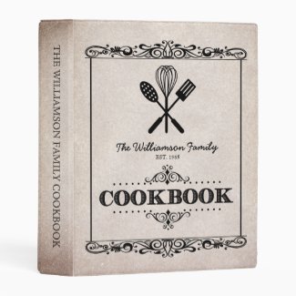 Vintage Beige Aged Paper Family Cookbook Mini Binder