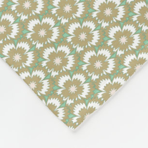 Vintage beige and green floral Dianthus Barbatus Fleece Blanket