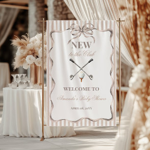 Vintage Beige Bow Gender Neutral Golf Baby Shower Banner