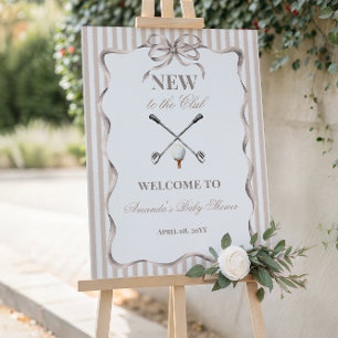 Vintage Beige Bow Gender Neutral Golf Baby Shower Poster