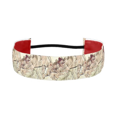 Vintage beige brown cherry blossoms  athletic headband