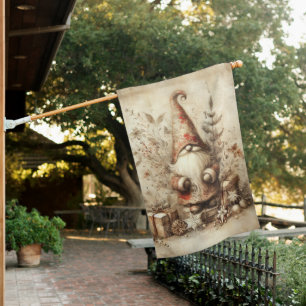 Vintage Beige Christmas House Flag