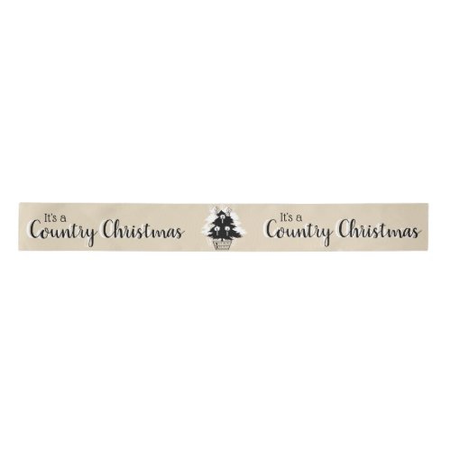 Vintage Beige Country Christmas Trees Satin Ribbon