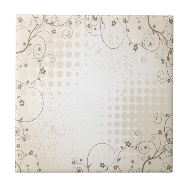 Vintage Beige Floral Tile (Front)