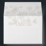 Vintage Beige Floral Wedding Invitation Envelope<br><div class="desc">Regency Era Vintage Beige Floral,  5x7 wedding invitation envelope. Envelope is lined with a Vintage inspired Chinoiserie style garden floral pattern. Features,  return address on back flap in matching beige color.</div>