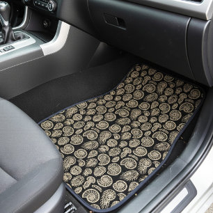 Vintage beige fossil trilobite ammonite pattern car floor mat