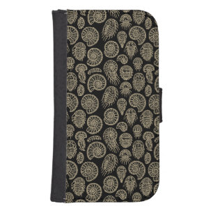 Vintage beige fossil trilobite ammonite pattern galaxy s4 wallet case