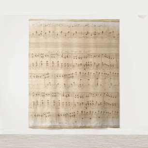 vintage beige music notes tapestry