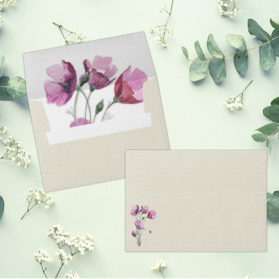 Vintage Beige Paper and Plum Floral Wedding