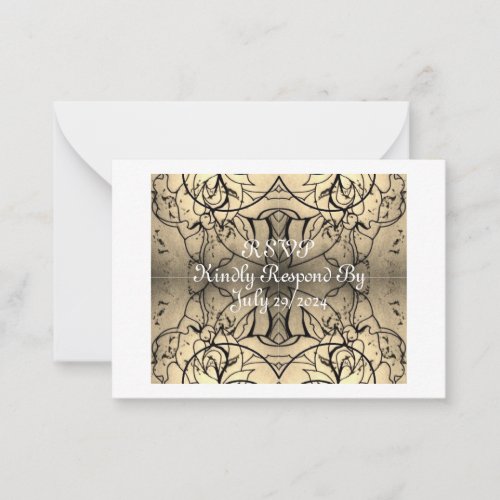 Vintage Beige Rose RSVP Card