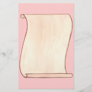Vintage Beige Scroll on Pink Stationery