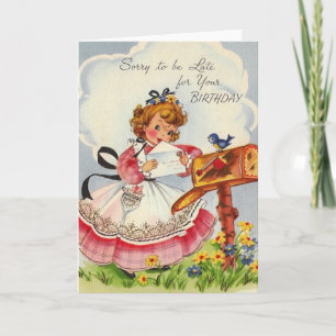 Vintage Belated Birthday Greeting Card