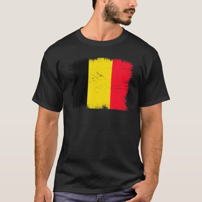 Vintage Belgium flag Belgian Independence Day T-Shirt (Front)