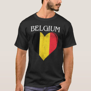Vintage Belgium Flag Heart For Belgian T-Shirt