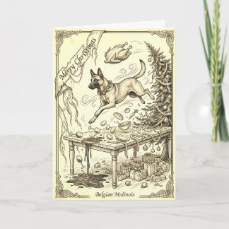 Vintage Belgium Malinois Christmas Card w/Bio