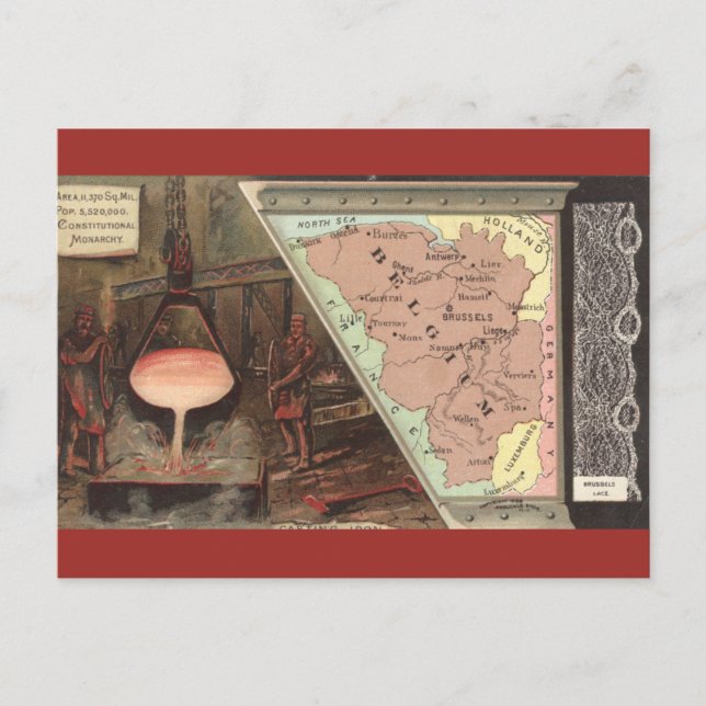 Vintage Belgium Map Postcard (Front)
