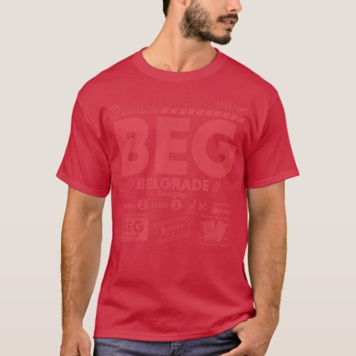 Vintage Belgrade BEG Airport Code Travel Day Retro T_Shirt