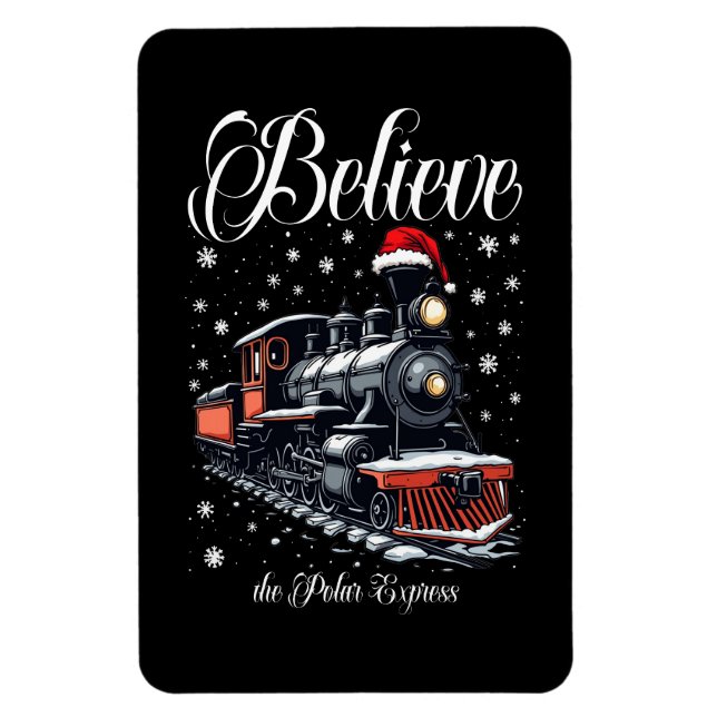 Vintage Believe Christmas Train Magnet (Vertical)