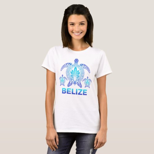 Vintage Belize Ocean Blue Sea Turtle Souvenirs T_Shirt