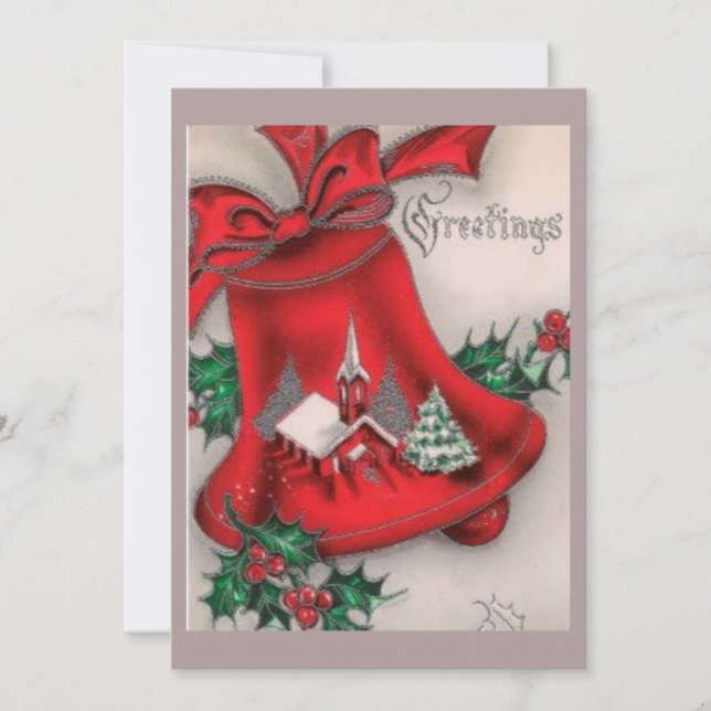 Vintage Bell greetings  Holiday Card (Front)