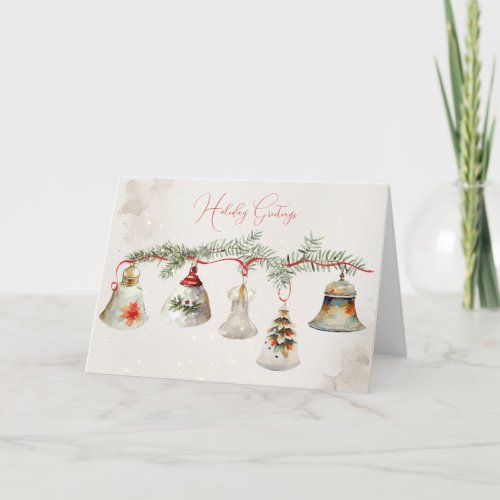 Vintage Bell Ornaments Folded Greeting Card