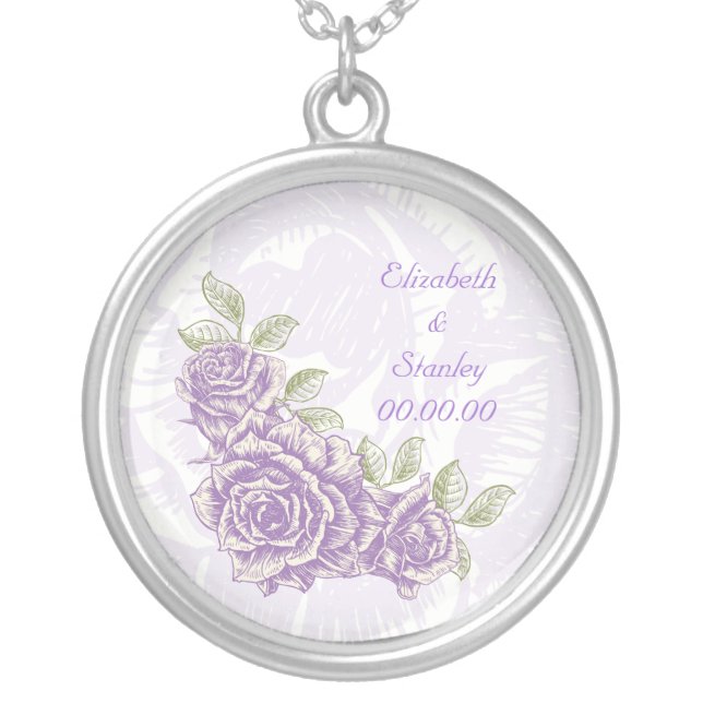 Vintage bellflower purple roses custom necklace (Front)