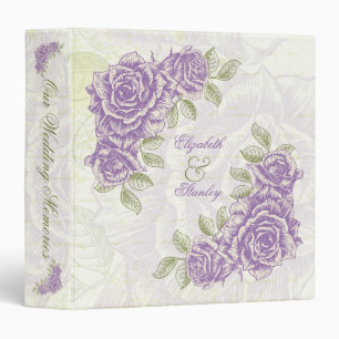 Vintage bellflower purple roses wedding binder