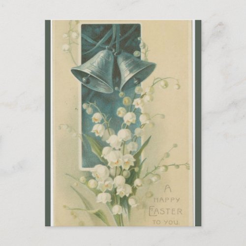 Vintage Bells and Lily of the Valley Easter Postcard