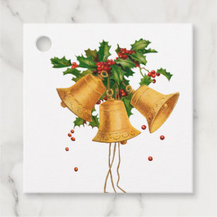 Vintage Bells, Holly and Berries Christmas Tags