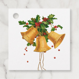 Vintage Bells, Holly and Berries Christmas Tags