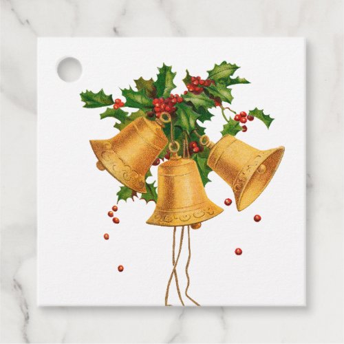 Vintage Bells Holly and Berries Christmas Tags