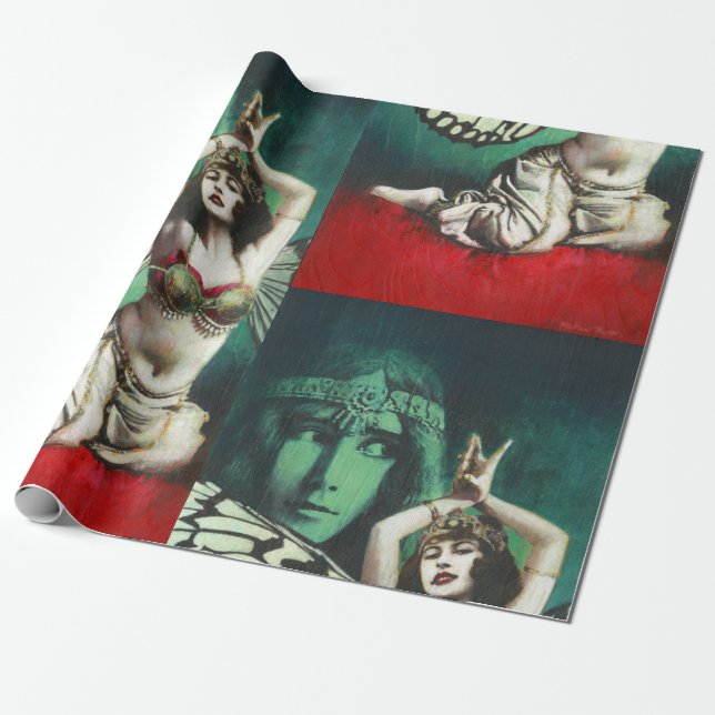 Vintage Belly Dancer Wrapping Paper (Unrolled)