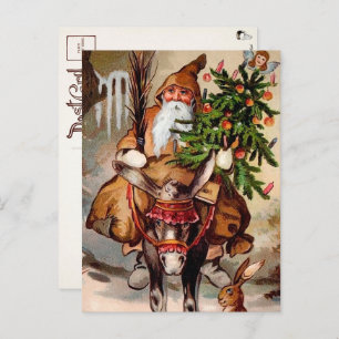 Vintage Belsnickel on a Mule Postcard