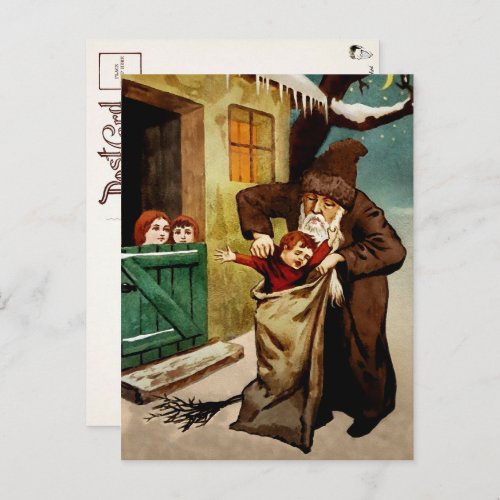 Vintage Belsnickel taking a Bad Child Postcard