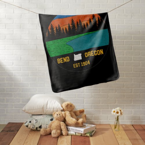 Vintage Bend Oregon Mountain Retro Souvenir Baby Blanket