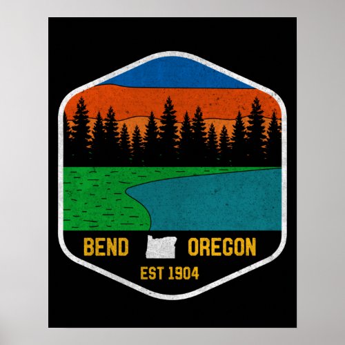 Vintage Bend Oregon Mountain Retro Souvenir Poster