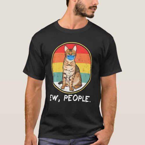 Vintage Bengal Ew People Cat Wearing Face Mask T_Shirt