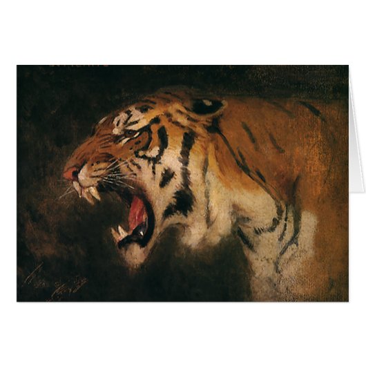 Vintage Bengal Tiger Big Cat Roaring, Wild Animal (Front Horizontal)