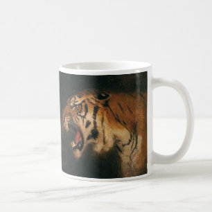 Vintage Bengal Tiger Big Cat Roaring, Wild Animal Coffee Mug