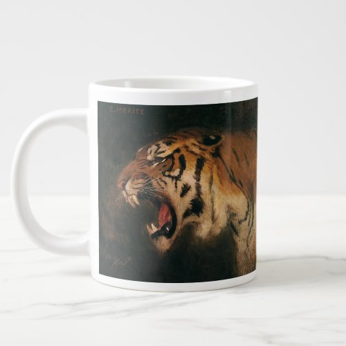 Vintage Bengal Tiger Big Cat Roaring Wild Animal Giant Coffee Mug