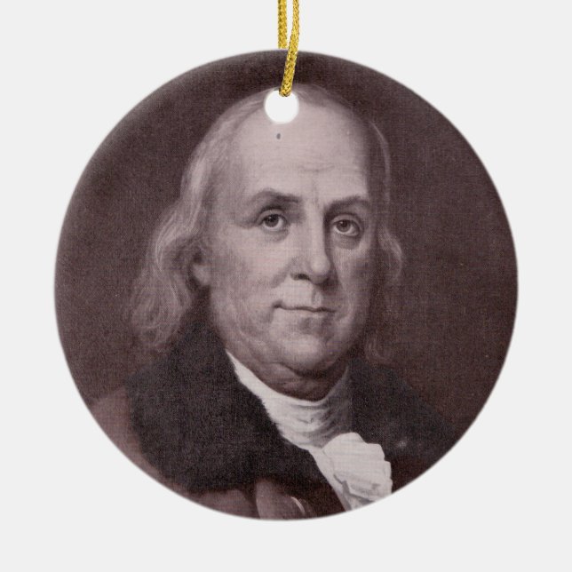 Vintage Benjamin Franklin Portrait Ceramic Ornament (Front)