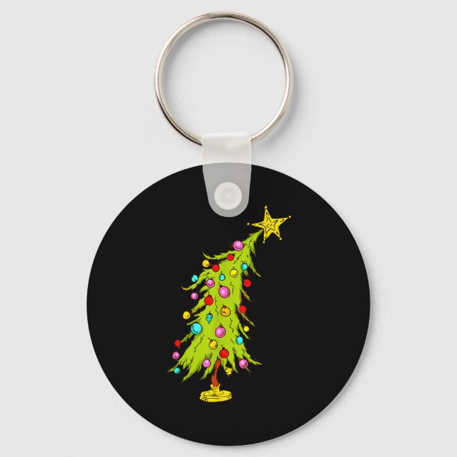Vintage Bent Christmas Tree  Keychain (Front)
